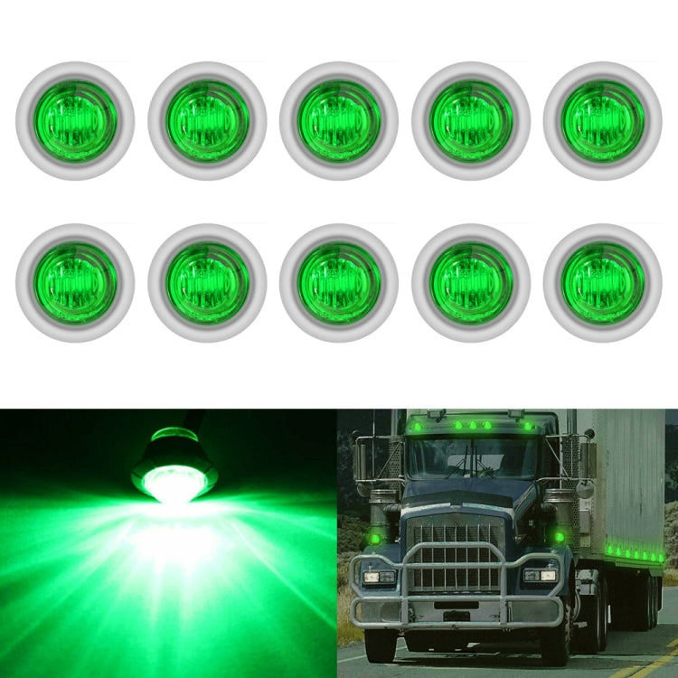 10 PCS MK-118 3/4 inch Metal Frame Car / Truck 3LEDs Side Marker Indicator Lights Bulb Lamp (Green Light) - In Car by buy2fix | Online Shopping UK | buy2fix