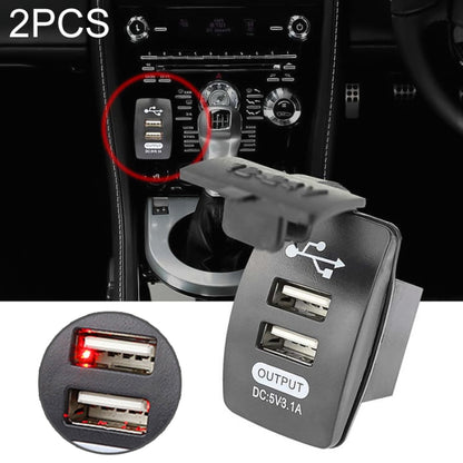 2 PCS Switch Type Dual USB 3.1A Car Charger 12-24V (Red Light) - In Car by buy2fix | Online Shopping UK | buy2fix