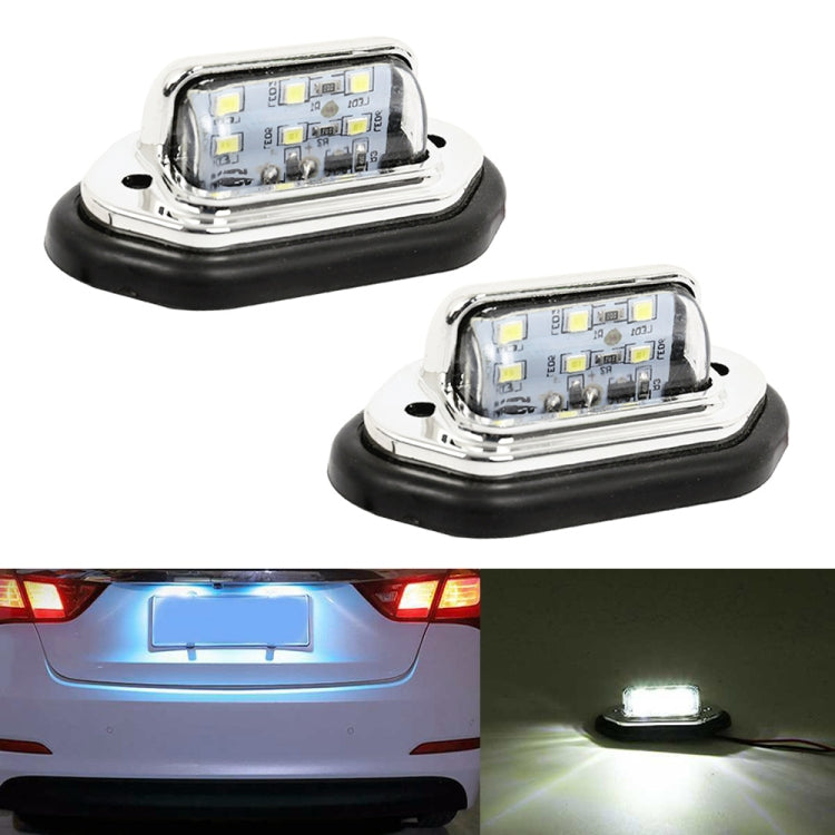 2 PCS MK-257 Car Van Bus Trailer LED Taillight Side Light 12-30V 6LEDs License Plate Light (Silver) - In Car by buy2fix | Online Shopping UK | buy2fix