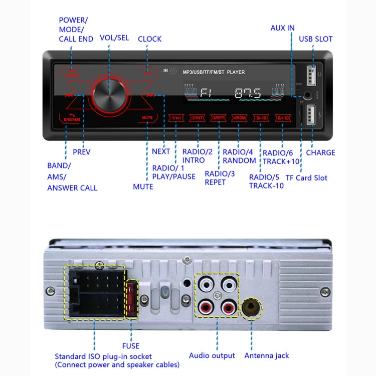 M10 12V Car Radio Receiver MP3 Player, Support Bluetooth Hand-free Calling / FM / USB / SD Card -  by buy2fix | Online Shopping UK | buy2fix