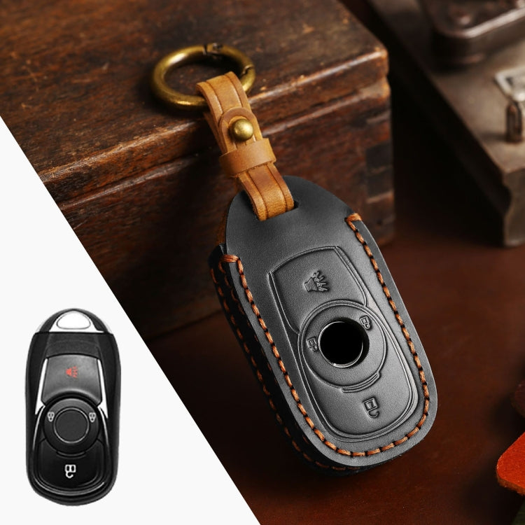 For Buick Car Cowhide Leather Key Protective Cover Key Case, Four Keys Version (Black) - Car Key Cases by buy2fix | Online Shopping UK | buy2fix