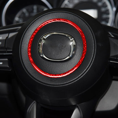 Car Carbon Fiber Steering Wheel Decorative Sticker for Mazda 3 Axela 2017-2018, Left and Right Drive (Red) - In Car by buy2fix | Online Shopping UK | buy2fix