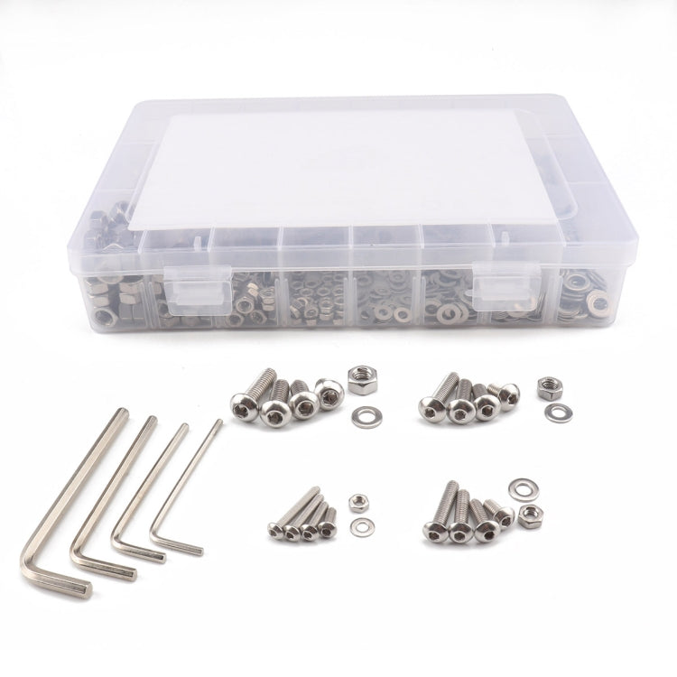 520 PCS 304 Stainless Steel Screws and Nuts Hex Socket Head Cap Screws Gasket Wrench Assortment Set Kit - In Car by buy2fix | Online Shopping UK | buy2fix