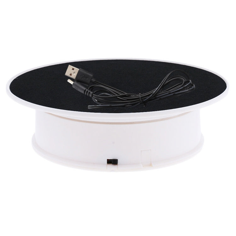 20cm 360 Degree Electric Rotating Turntable Display Stand Photography Video Shooting Props Turntable, Load 1.5kg, Powered by Battery & USB(White + Black) - Camera Accessories by buy2fix | Online Shopping UK | buy2fix