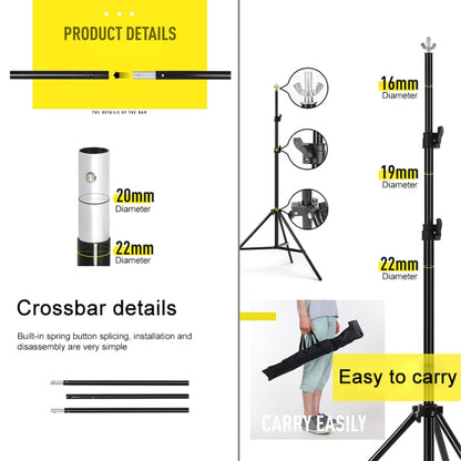 200x200cm Photo Studio Background Support Stand Backdrop Crossbar Bracket Kit - Camera Accessories by buy2fix | Online Shopping UK | buy2fix