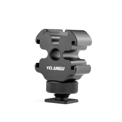 YELANGU YLG0601A A68 3-Head Cold Shoe Mount Adapter Microphone Flash Light Metal Holder Bracket(Black) - Camera Accessories by YELANGU | Online Shopping UK | buy2fix