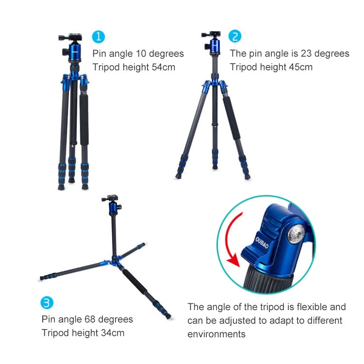 TRIOPO Oubao C-608S Adjustable Portable Carbon Fiber Tripod with Ball Head for SLR Camera - Tripods by TRIOPO | Online Shopping UK | buy2fix