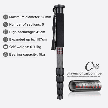 BEXIN MCS285 Portable Travel Outdoor DSLR Camera Carbon Fiber Monopod Holder (Black) - Camera Accessories by BEXIN | Online Shopping UK | buy2fix