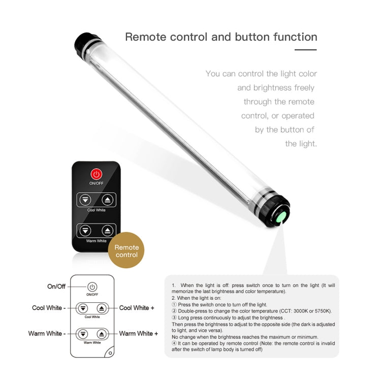 LUXCeO P7 Dual Color Temperature Photo LED Stick Video Light Waterproof Handheld LED Fill Light with Remote Control - Camera Accessories by LUXCeO | Online Shopping UK | buy2fix