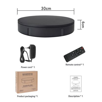 30cm Electric Rotating Turntable Display Stand Video Shooting Props Turntable for Photography, Load: 100kg, US Plug(Black) - Camera Accessories by buy2fix | Online Shopping UK | buy2fix