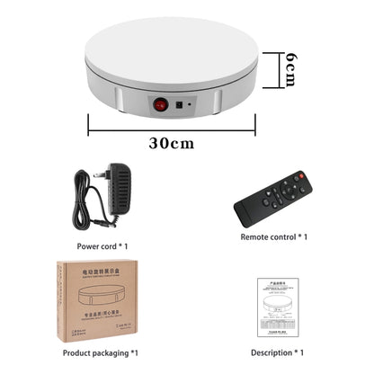 30cm Electric Rotating Turntable Display Stand Video Shooting Props Turntable for Photography, Load: 100kg, US Plug(White) - Camera Accessories by buy2fix | Online Shopping UK | buy2fix