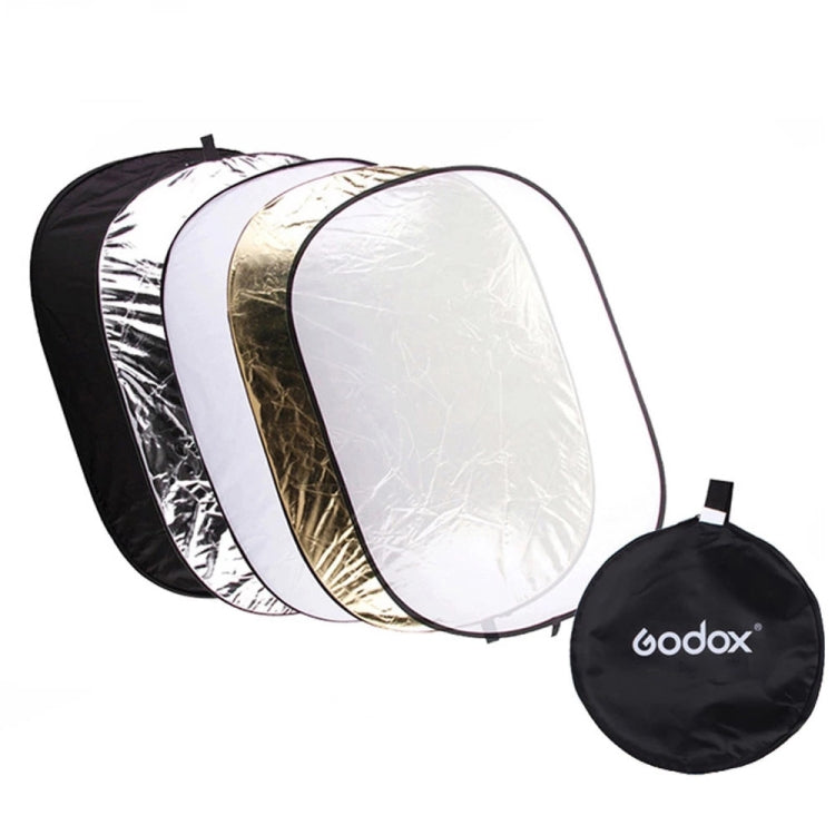 Godox FT05-1 150 x 200cm 5-in-1 Silver / Soft / Gold / White / Black Oval Folding Reflector Board - Camera Accessories by Godox | Online Shopping UK | buy2fix