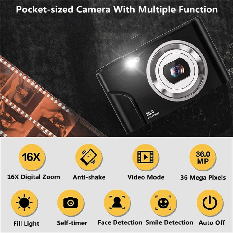 DC311 2.4 inch 36MP 16X Zoom 2.7K Full HD Digital Camera Children Card Camera, US Plug(Silver) - Consumer Electronics by buy2fix | Online Shopping UK | buy2fix