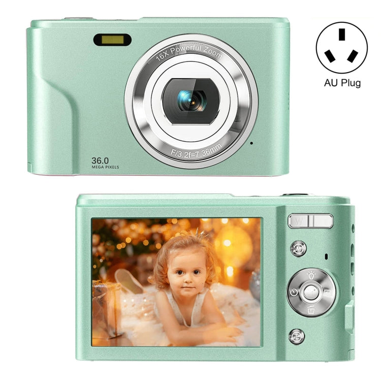 DC311 2.4 inch 36MP 16X Zoom 2.7K Full HD Digital Camera Children Card Camera, AU Plug (Green) - Consumer Electronics by buy2fix | Online Shopping UK | buy2fix