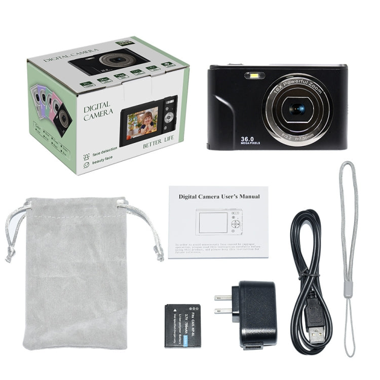 DC311 2.4 inch 36MP 16X Zoom 2.7K Full HD Digital Camera Children Card Camera, EU Plug(Green) - Consumer Electronics by buy2fix | Online Shopping UK | buy2fix