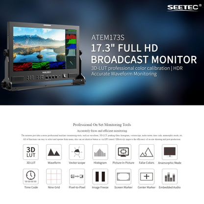 SEETEC ATEM173S 17.3 inch 3G-SDI HDMI Full HD 1920x1080 Multi-camera Broadcast Monitor(AU Plug) - On-camera Monitors by SEETEC | Online Shopping UK | buy2fix