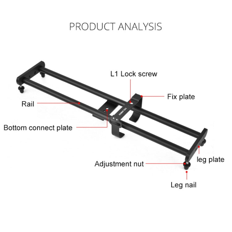 YELANGU L50E 60cm Splicing Camera Slider Dolly Rail + L5i Dolly Car - Camera Accessories by YELANGU | Online Shopping UK | buy2fix