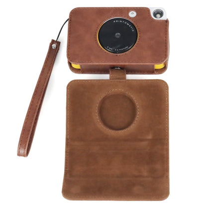 For Kodak PRINTOMATIC Full Body Camera PU Leather Case Bag with Strap (Brown) - Camera Accessories by buy2fix | Online Shopping UK | buy2fix