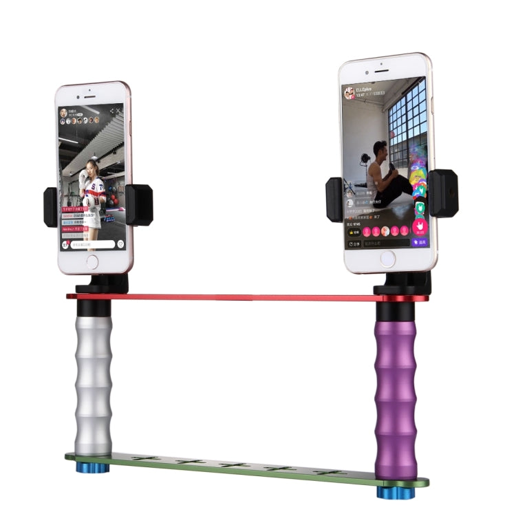 Smartphone Live Broadcast Bracket Dual Hand-held Selfie Mount Kits with 2x Phone Clips, For iPhone, Galaxy, Huawei, Xiaomi, HTC, Sony, Google and other Smartphones - Consumer Electronics by buy2fix | Online Shopping UK | buy2fix