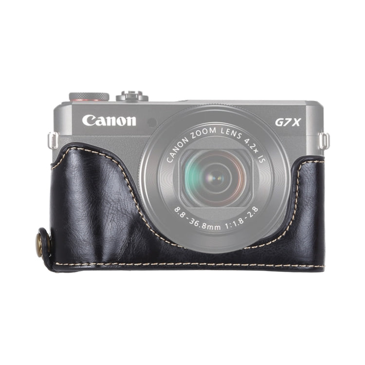 1/4 inch Thread PU Leather Camera Half Case Base for Canon G7 X Mark II (Black) - Camera Accessories by buy2fix | Online Shopping UK | buy2fix