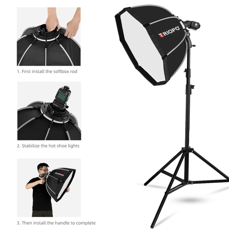 TRIOPO KS90 90cm Dome Speedlite Flash Octagon Parabolic Softbox Diffuser with Bracket Mount Handle for Speedlite - Camera Accessories by TRIOPO | Online Shopping UK | buy2fix