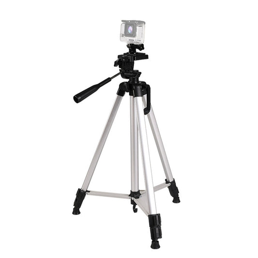 Live Broadcast Tripod 3-Section Folding Legs Aluminum Alloy Tripod Mount with U-Shape Three-Dimensional Tripod Head & Phone Clamp for DSLR & Digital Camera, Adjustable Height: 47.5-133cm - Camera Accessories by buy2fix | Online Shopping UK | buy2fix