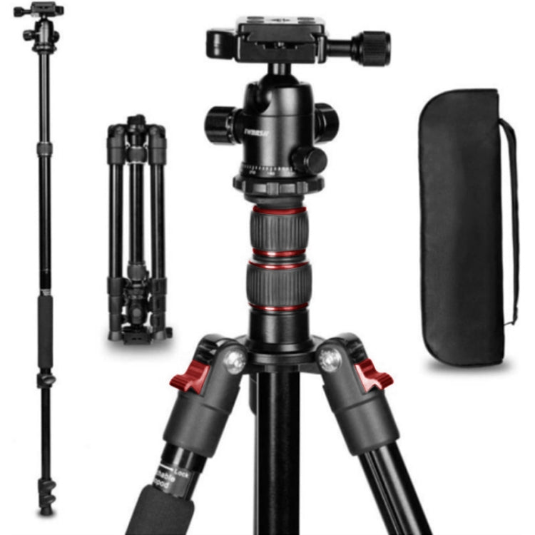 TRIOPO K2508S+B1S Adjustable Portable  Aluminum Alloy Tripod with Ball Head for SLR Camera(Red) - Tripods by TRIOPO | Online Shopping UK | buy2fix