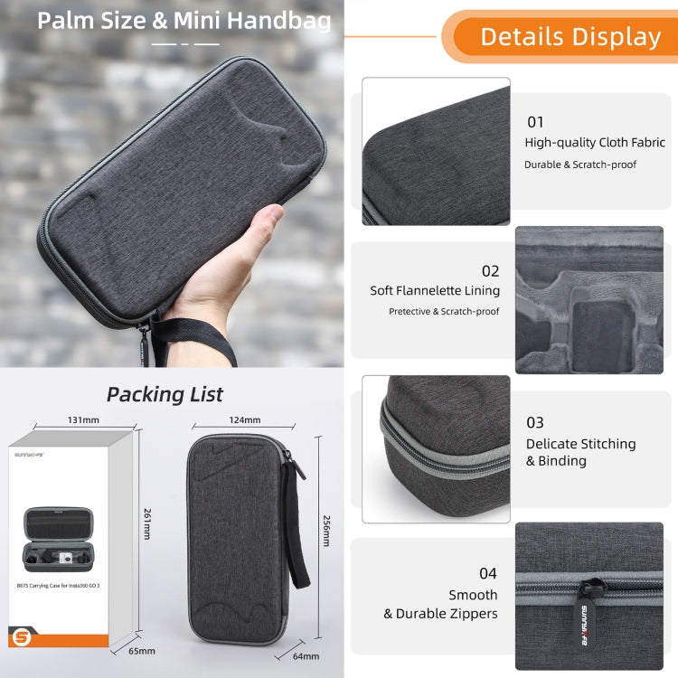 For Insta360 GO 3 / GO 3S Sunnylife Camera Set Storage Bag (Black) - Case & Bags by Sunnylife | Online Shopping UK | buy2fix