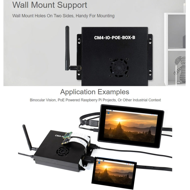 Waveshare PoE Mini-Computer Type B Base Box with Metal Case & Cooling Fan for Raspberry Pi CM4(EU Plug) - Mini PC Accessories by WAVESHARE | Online Shopping UK | buy2fix