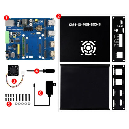 Waveshare PoE Mini-Computer Type B Base Box with Metal Case & Cooling Fan for Raspberry Pi CM4(EU Plug) - Mini PC Accessories by WAVESHARE | Online Shopping UK | buy2fix