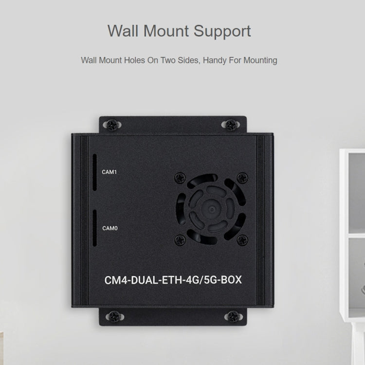 Waveshare Dual Gigabit Ethernet 5G/4G Computer Box with Cooling Fan for Raspberry Pi CM4(EU Plug) - Mini PC Accessories by WAVESHARE | Online Shopping UK | buy2fix