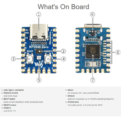 Waveshare RP2040-Zero Pico-like MCU Board Based on Raspberry Pi MCU RP2040, with Pinheader mini Version - Modules Expansions Accessories by WAVESHARE | Online Shopping UK | buy2fix