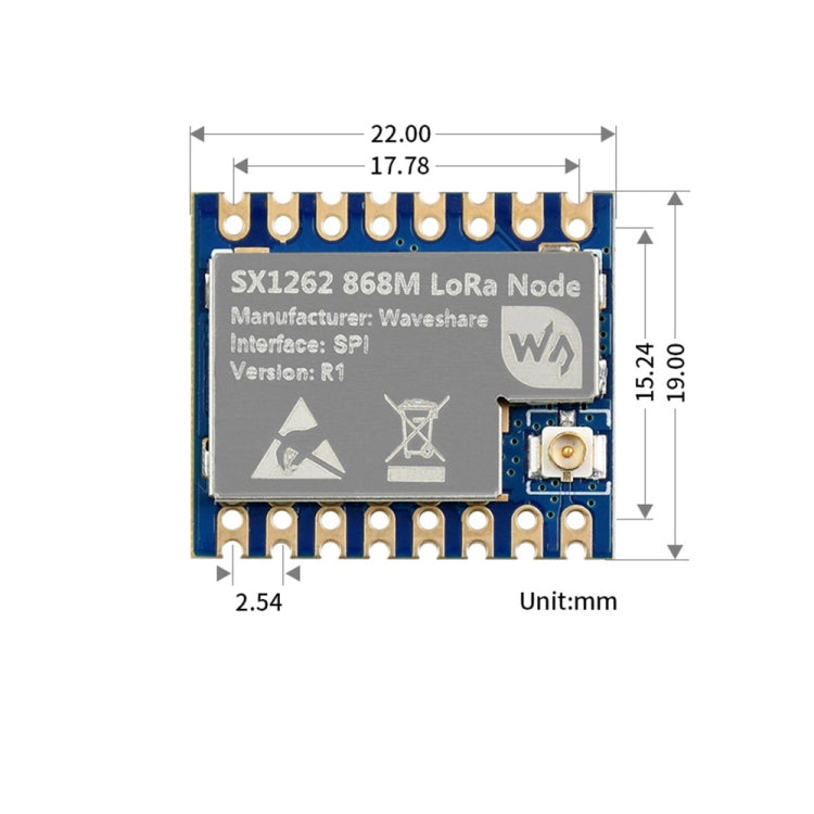 Waveshare Core1262-868M Anti-Interference SX1262 LoRa Module, EU868 Band - Modules Expansions Accessories by WAVESHARE | Online Shopping UK | buy2fix