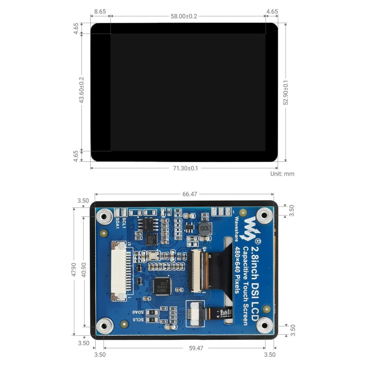 Waveshare 2.8 inch Capacitive Touch Display for Raspberry Pi, 480 x 640, DSI, IPS, Fully Laminated Screen - Consumer Electronics by WAVESHARE | Online Shopping UK | buy2fix