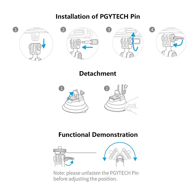 PGYTECH P-GM-132 Action Camera Suction Cup Phone Holder for DJI Osmo Action & GoPro 8/7(Silver) - Mount & Holder by PGYTECH | Online Shopping UK | buy2fix