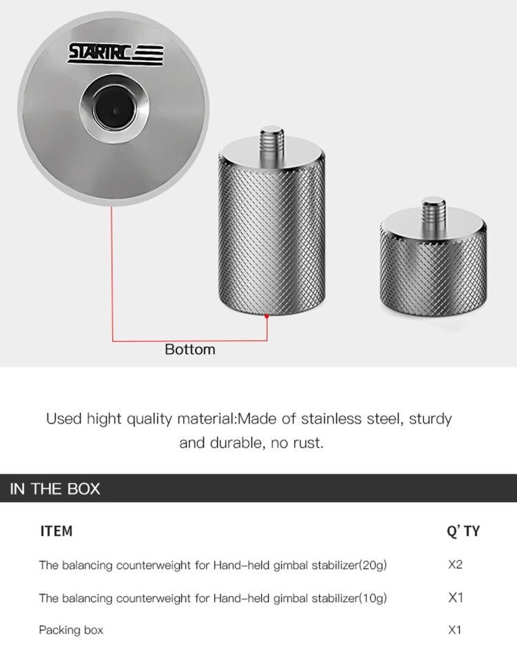 STARTRC Adjustment Balancing Weight Anti-Shake 50g Counterweight for DJI OM4 / OSMO Mobile 3 Gimbal Stabilizer -  by STARTRC | Online Shopping UK | buy2fix