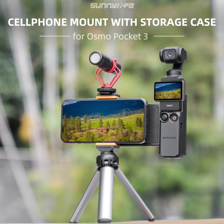 For DJI OSMO Pocket 3 Sunnylife OP3-AD744 Expanded Phone Clamp Holder with Storage Case (Black) - Mount & Holder by Sunnylife | Online Shopping UK | buy2fix