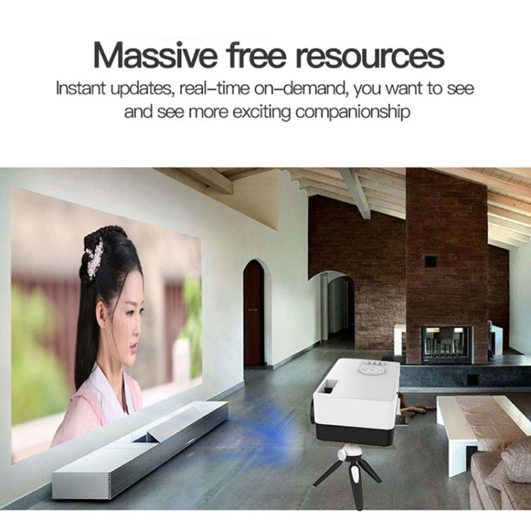 J15 1920 x 1080P HD Household Mini LED Projector with Tripod Mount Support AV / HDMI x 1 / USB x1 / TF x 1, Plug Type:AU Plug(Black White) - Mini Projector by buy2fix | Online Shopping UK | buy2fix