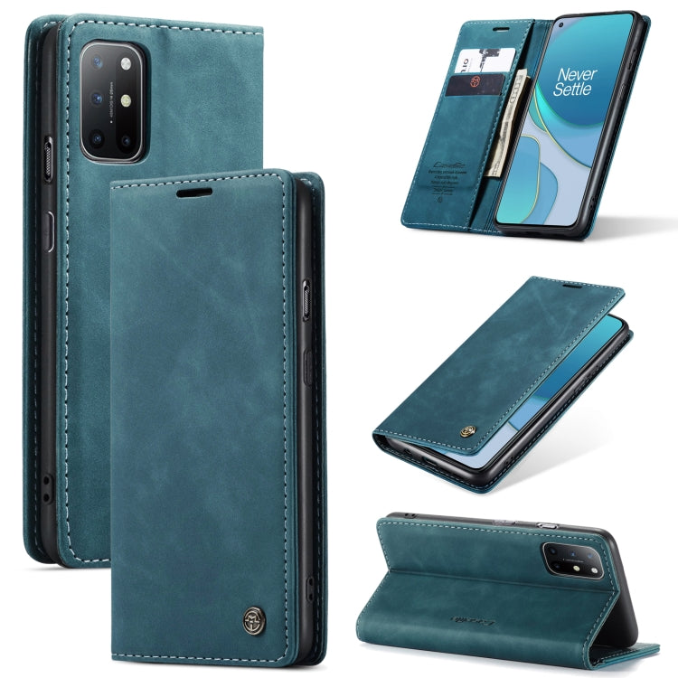 For OnePlus 8T CaseMe-013 Multifunctional Retro Frosted Horizontal Flip Leather Case with Card Slot & Holder & Wallet(Blue) - OnePlus Cases by CaseMe | Online Shopping UK | buy2fix