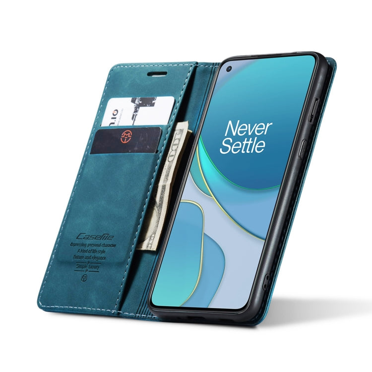 For OnePlus 8T CaseMe-013 Multifunctional Retro Frosted Horizontal Flip Leather Case with Card Slot & Holder & Wallet(Blue) - OnePlus Cases by CaseMe | Online Shopping UK | buy2fix