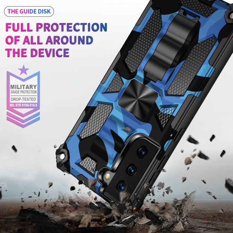 For Samsung Galaxy S21 Ultra 5G Camouflage Armor Shockproof TPU + PC Magnetic Protective Case with Holder(Dark Blue) - Galaxy S21 Ultra 5G Cases by buy2fix | Online Shopping UK | buy2fix