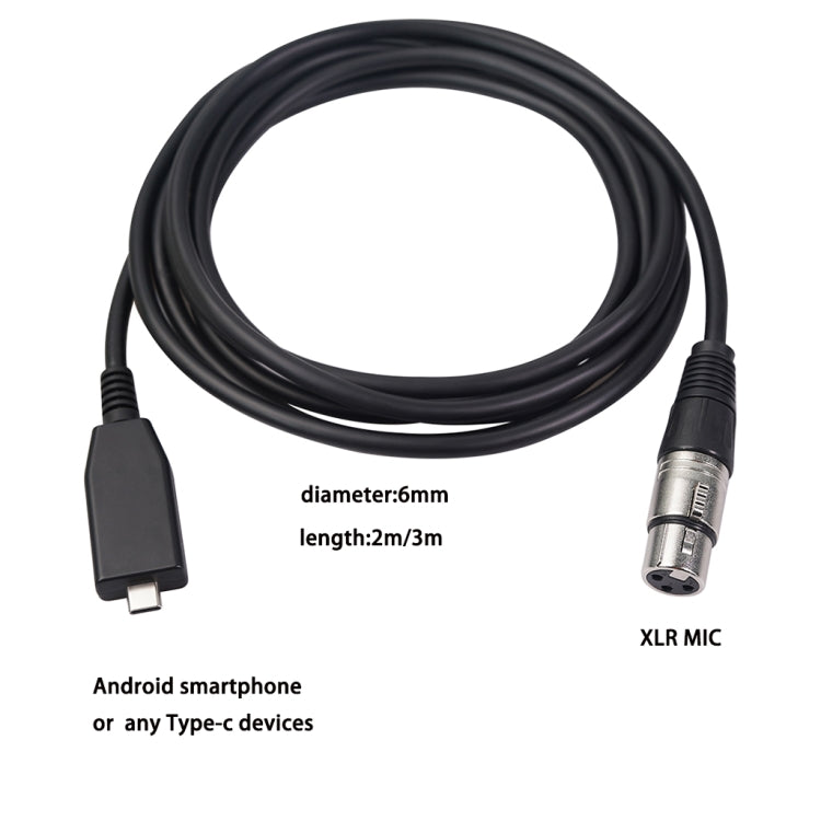 TY18 USB-C / Type-C Male to Cannon Female Microphone Recording Cable, Cable Length:3m - Consumer Electronics by buy2fix | Online Shopping UK | buy2fix