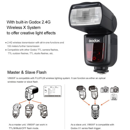 Godox V860IIF 2.4GHz Wireless 1/8000s HSS Flash Speedlite Camera Top Fill Light for Fujifil DSLR Cameras(Black) - Camera Accessories by Godox | Online Shopping UK | buy2fix