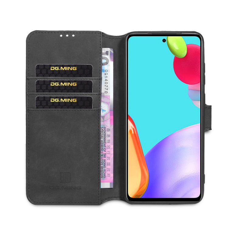 For samsung Galaxy A52 5G / 4G DG.MING Retro Oil Side Horizontal Flip Leather Case with Holder & Card Slots & Wallet(Black) - Samsung Accessories by DG.MING | Online Shopping UK | buy2fix