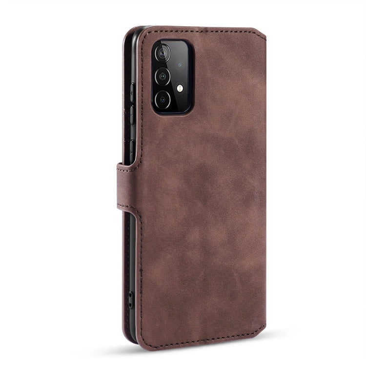 For samsung Galaxy A52 5G / 4G DG.MING Retro Oil Side Horizontal Flip Leather Case with Holder & Card Slots & Wallet(coffee) - Galaxy Phone Cases by DG.MING | Online Shopping UK | buy2fix