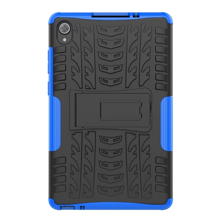 For Lenovo Tab M8 (2020) TB-8705F 8.0 inch Tire Texture Shockproof TPU+PC Protective Case with Holder(Blue) - Mobile Accessories by buy2fix | Online Shopping UK | buy2fix
