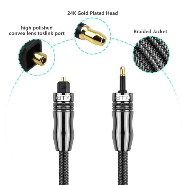 EMK OD6.0mm 3.5mm Digital Sound Toslink to Mini Toslink Digital Optical Audio Cable, Length:1.5m - Audio Optical Cables by EMK | Online Shopping UK | buy2fix