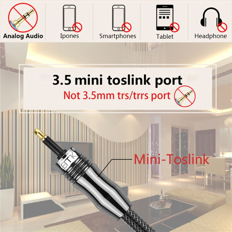 EMK OD6.0mm 3.5mm Digital Sound Toslink to Mini Toslink Digital Optical Audio Cable, Length:1.5m - Audio Optical Cables by EMK | Online Shopping UK | buy2fix