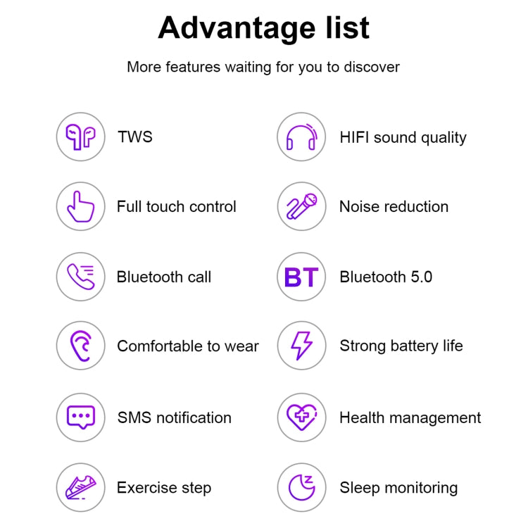 X8 1.69 inch HD Color Screen Bluetooth Earphone Smart Bracelet, Support Sleep Monitoring / Blood Pressure Monitoring / Heart Rate Monitoring(Rose Gold) - Smart Wear by buy2fix | Online Shopping UK | buy2fix