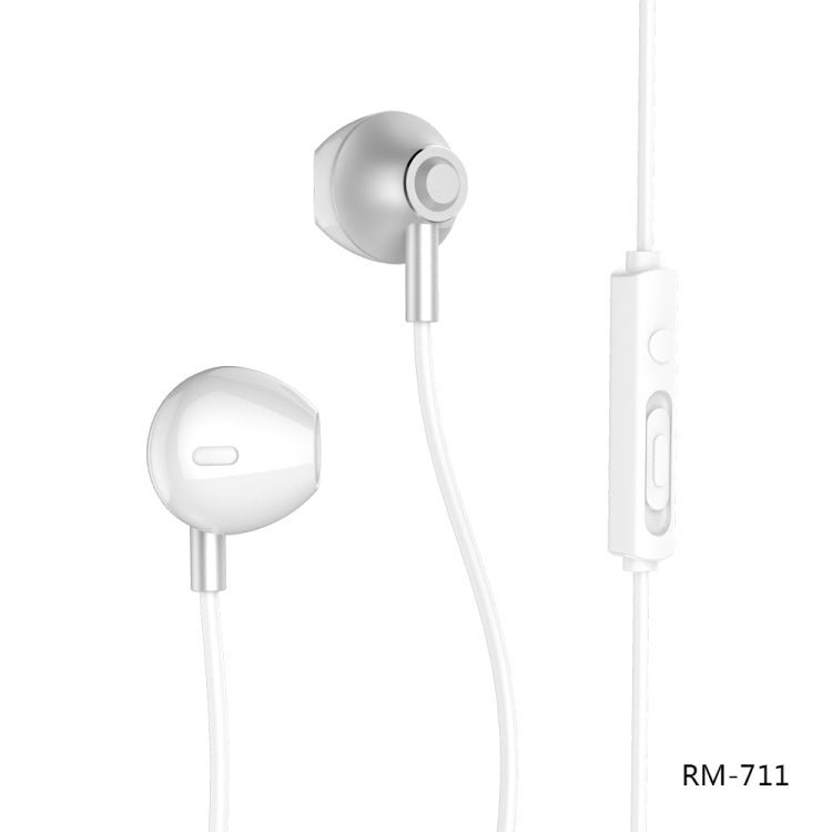 REMAX RM-711 Music Wired Earphone with MIC & Support Hands-free(Silver) - Normal Style Earphone by REMAX | Online Shopping UK | buy2fix